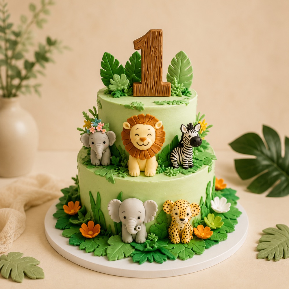 Jungle Theme Two-Tier Cake — Krispie's Hyderabad