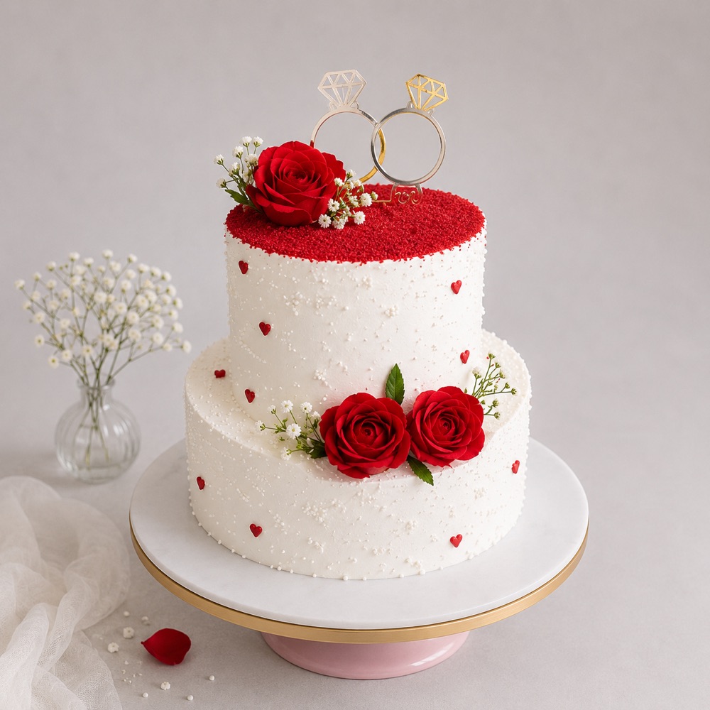 Red Velvet Roses Engagement Cake — Krispie's Hyderabad