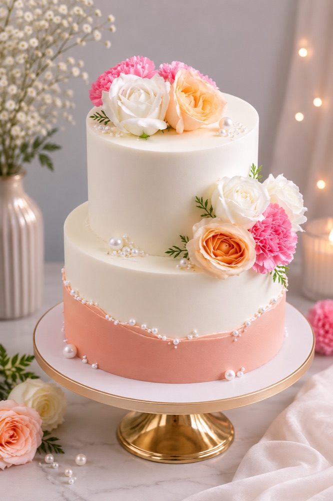 Pastel Pearl Wedding Cake — Krispie's Hyderabad