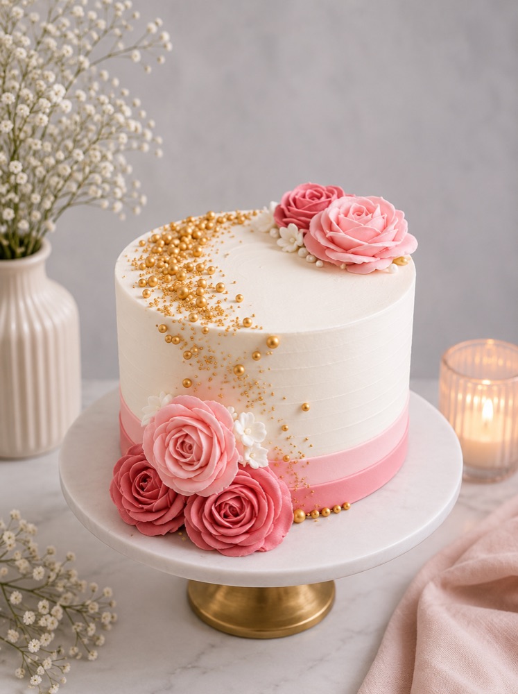 Romantic Pink Rose Cake — Krispie's Hyderabad